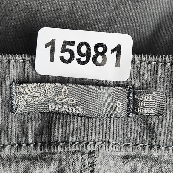 Prana Pants Womens 8 Gray Trinity Corduroy Mid Rise Skinny Leg Flat Front Casual - Picture 9 of 11
